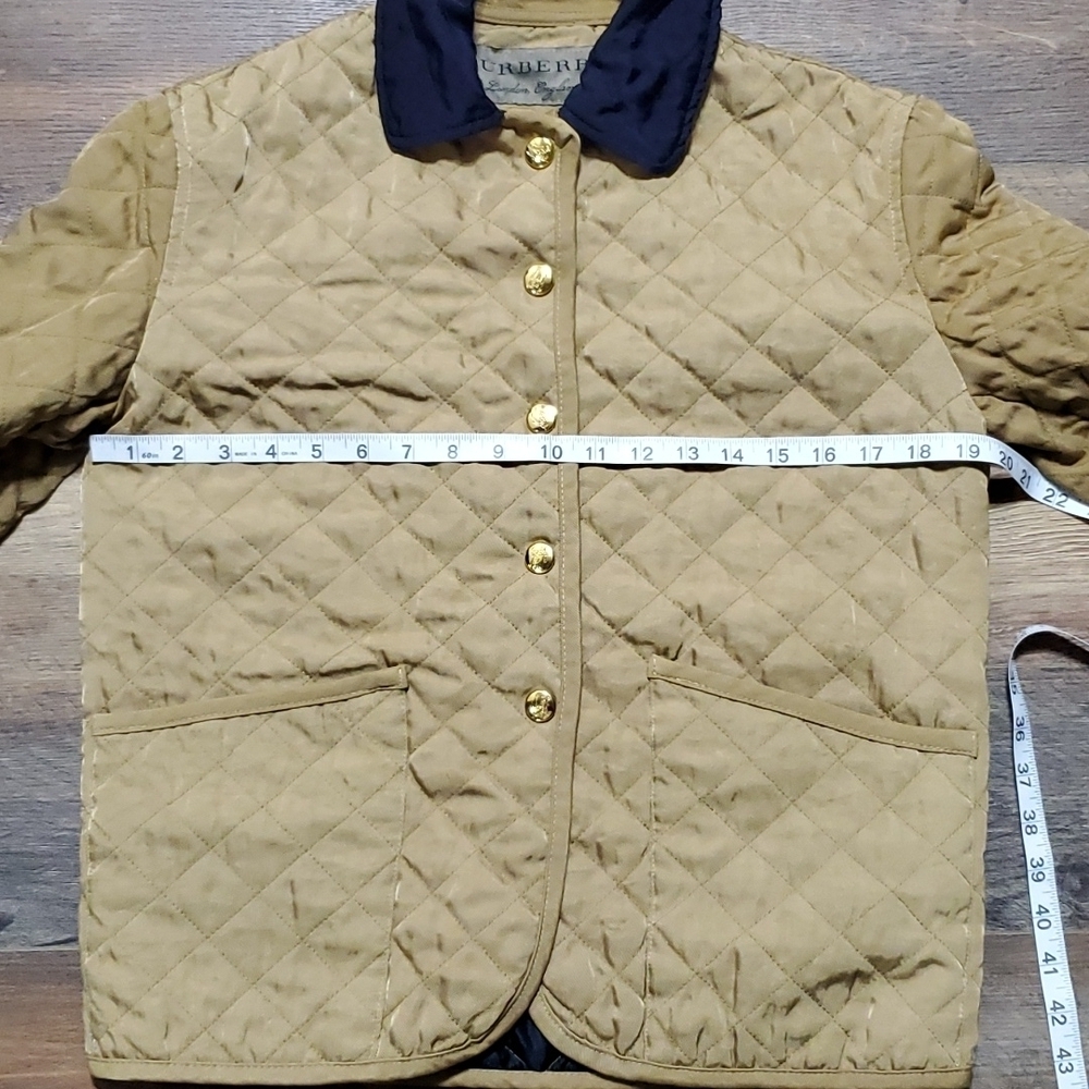 Burberry tan quilted cotton jacket coat nova check flip cuff and collar reverse - Picture 13 of 14